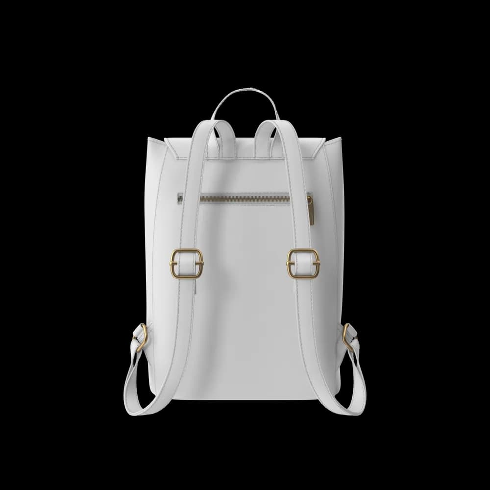 White Faux Leather Backpack view 2