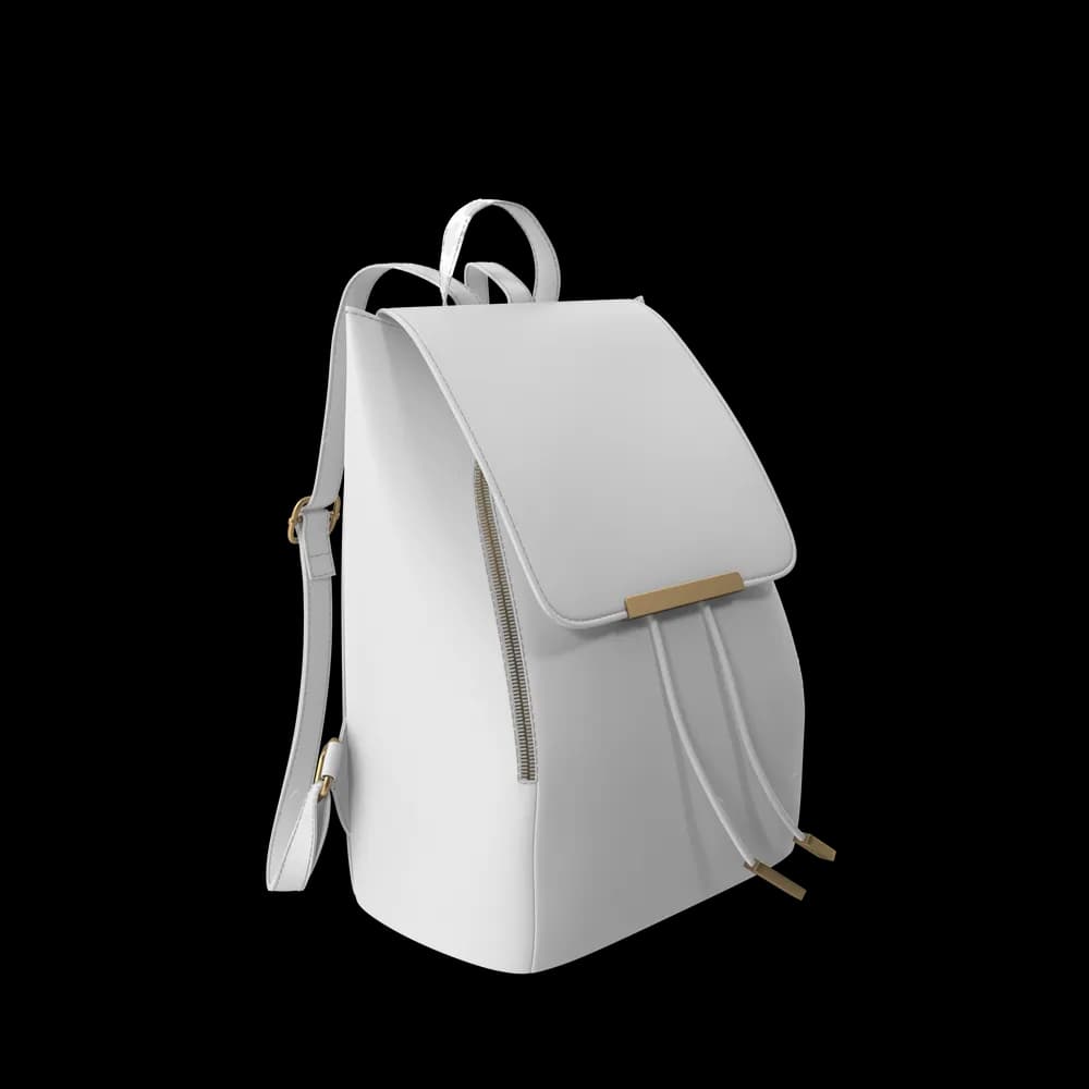 White Faux Leather Backpack view 3