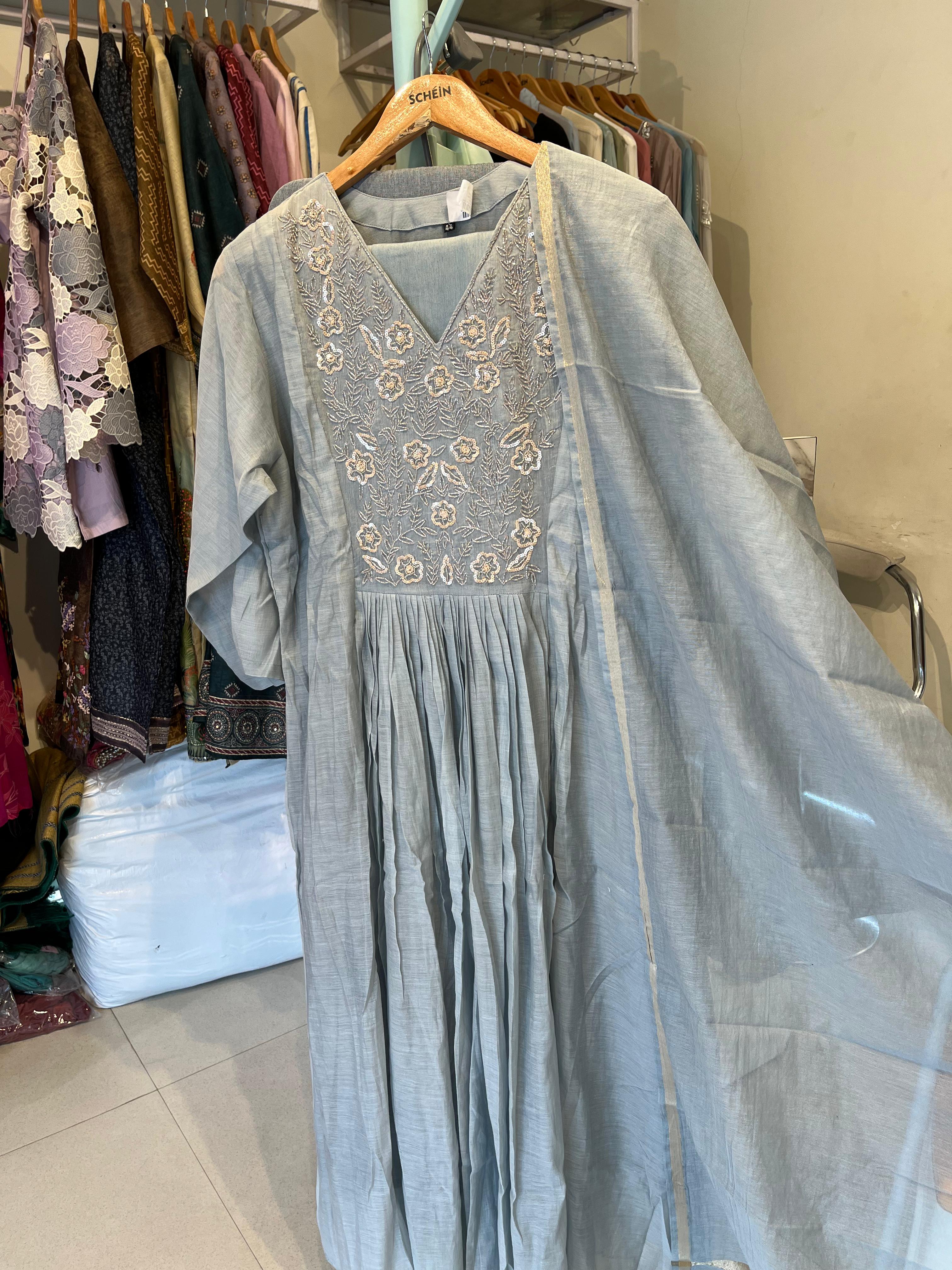 A-line Mul chanderi