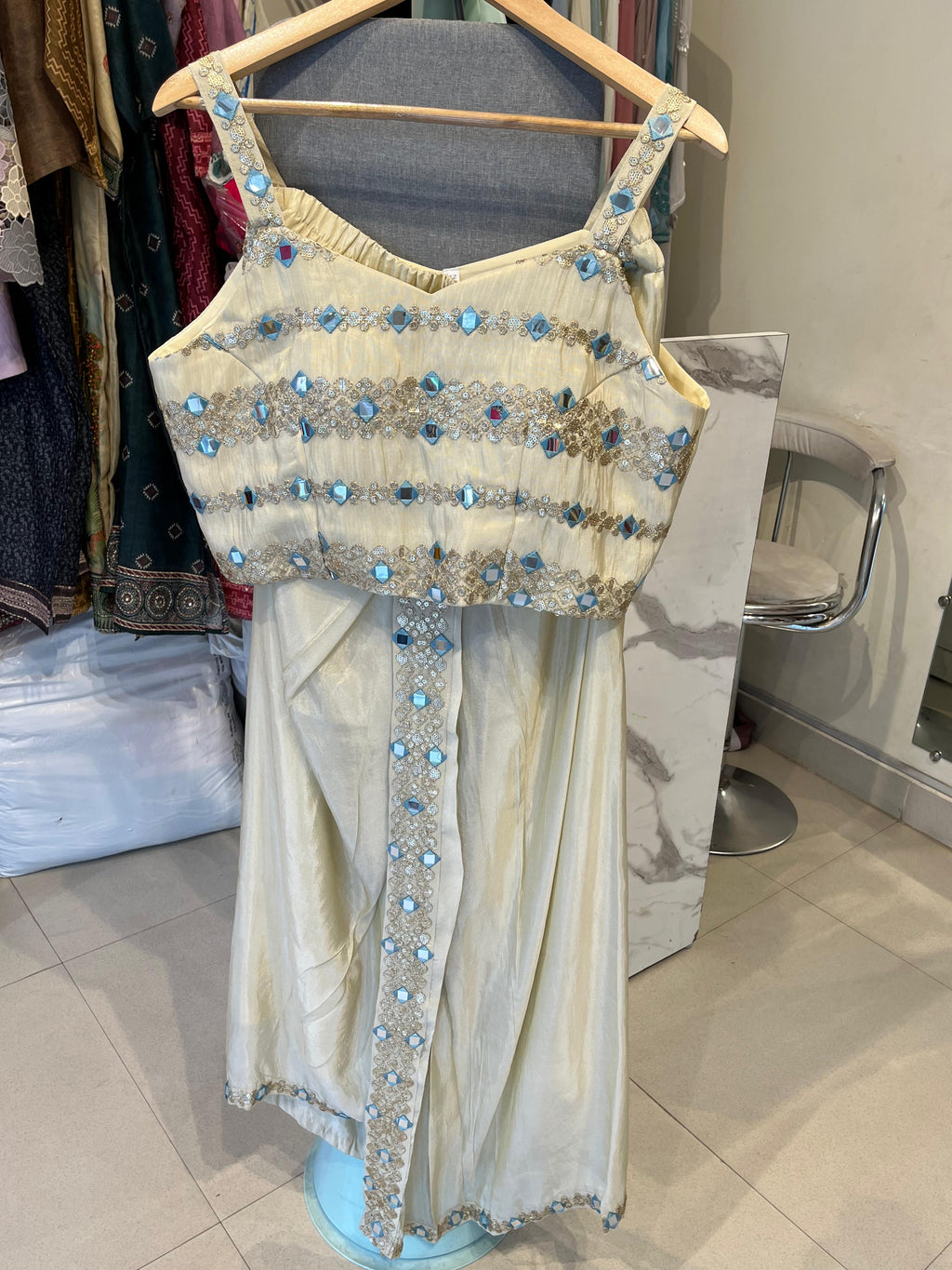 Indo Western Mirror Work